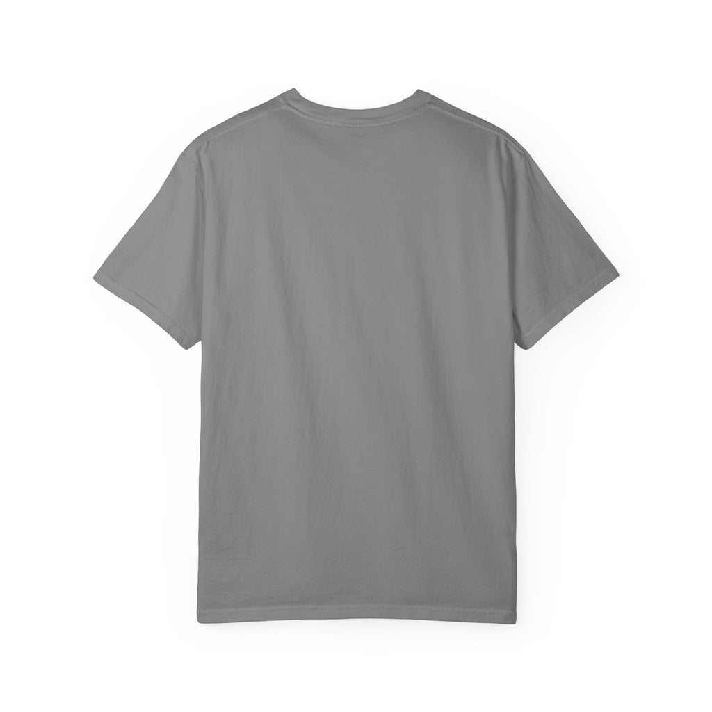 Back of gray t-shirt on a white background